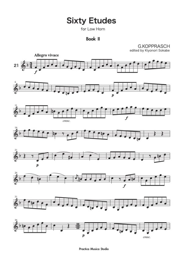 コプラッシュによる低音パートのためのエチュード第2集（21~40