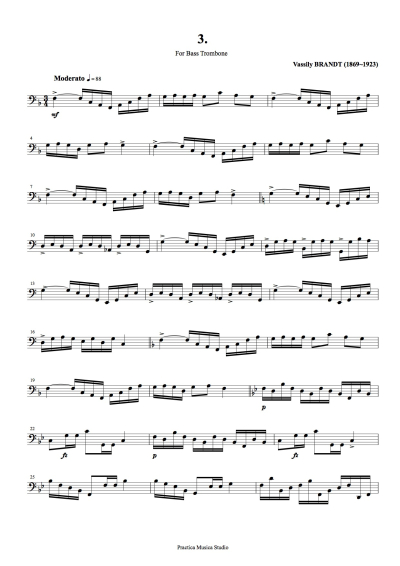 ３４の練習曲第一巻バストロンボーンのための (ブラント) 管楽 - 独奏 | 現代日本の音楽の楽譜 | SOKABE Music Publishing